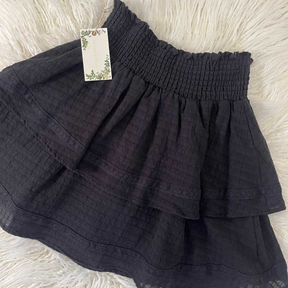 Chelsea and Violet "Smocked Ruffle skirt in Black" NWT - Picture 4 of 6
